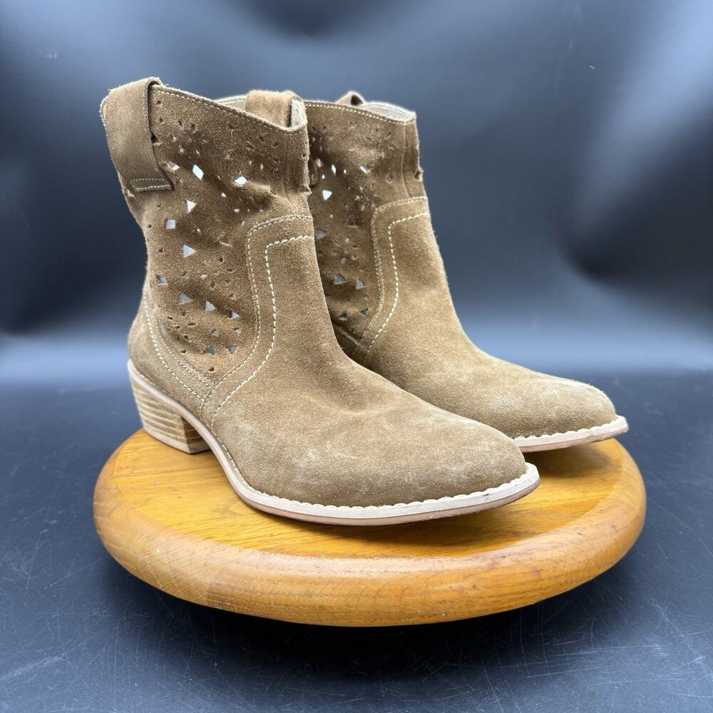 Diba True Ankle Boots Western Style Women’s Sz 7 Brown Suede Shoes